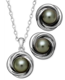 Pearl Jewelry Set, Sterling Silver Cultured Freshwater Pearl Love Knot