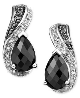 Sterling Silver Onyx & Diamond (1/10 ct. t.w.) Earrings   FINE JEWELRY