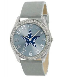 Game Time Watch, Womens Dallas Cowboys Silver Leather Strap 40mm NFL