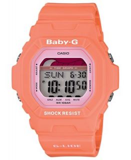 Baby G Watch, Womens Digital Tidegraph Peach Resin Strap 40x43mm