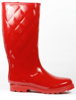 Red Rubber Mid Calf Rain Boot 7 US Qupid Marsha 03