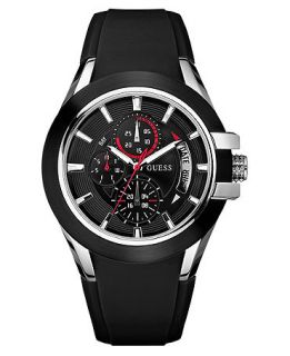 GUESS Watch, Mens Black Silicone Strap 40mm U10575G1   All Watches