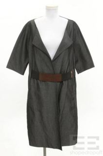 Marni Grey Brown Leather Short Sleeve Jacket Size 44