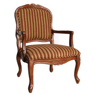 Rust Striped Accent Chair Cherry Medium Finish Martelle