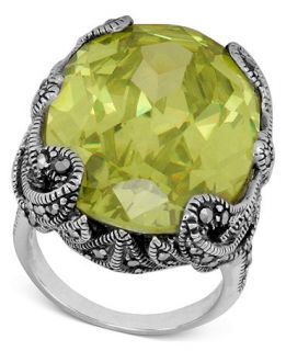 Genevieve & Grace Sterling Silver Ring, Oval Lemon Yellow Crystal (43