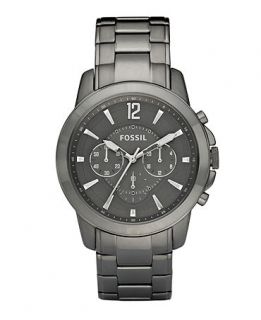 Fossil Watch, Mens Chronograph Grant Gray Ion Plated Stainless Steel