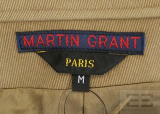 Martin Grant Tan Corduroy Belted Button Front Jacket Size Medium