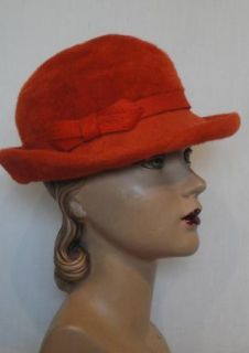 Wonderful Vintage Fuzzy Orange Wool Martelle West Germany Hat