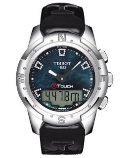 Tissot Watch, Womens Swiss Analog Digital T Touch II Black Leather