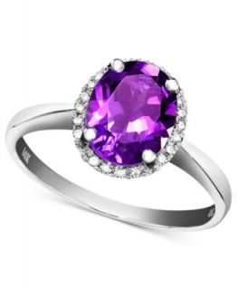 14k White Gold Ring, Amethyst (1 1/2 ct. t.w.) and Diamond Accent Oval