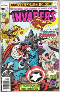 The Invaders Comic Book 15 Marvel Comics 1977 Fine