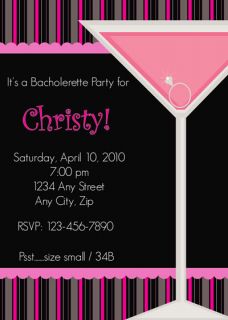 Bachelorette Martini Ring Custom Party Invitations
