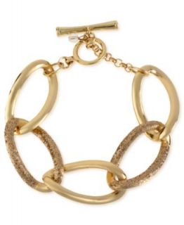 Kenneth Cole New York Bracelet, Gold Tone Silver Glitter Half Stretch