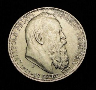 1911 D Germany Zwei Silver Mark Coin Prince German Mint 2 Mark