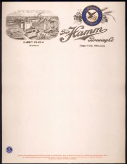 Old Hamms Beer Brewing Company Letterhead