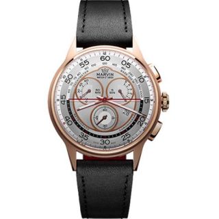 Marvin Mens M008 44 33 64 Chrono PVD Pink Gold Case Black Leather