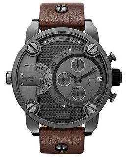 Diesel Watch, Chronograph Brown Leather Strap 51mm DZ7258   All