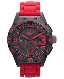 adidas Watch, Unisex Chronograph Red Silicone Strap 48mm ADH2793   All