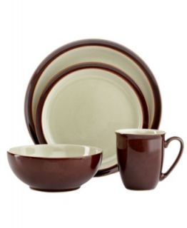 Denby Dinnerware, Duets Black and Green 4 Piece Place Setting   Casual