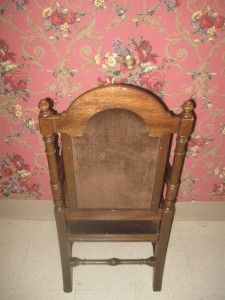 Ethan Allen Royal Charter William Mary Style Oak Padded High Back Arm