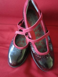 Traversa Dark Red Suede & High Gloss Leather Mary Janes Flats Size 7 B