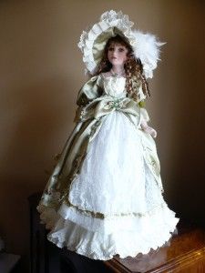 New 22 in Porcelain Doll Brown Hair Victorian Mary