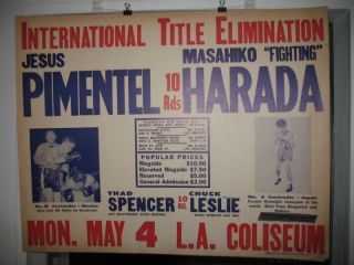1964 Fighting Harada vs Jesus Pimentel Vintage Boxing Poster Los
