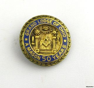 Masonic   50 Year Member Service crest Lapel Pin Vintage Grand Lodge