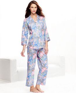 Lauren Ralph Lauren Pajamas, Paisley Print Notch Collar Top and Pajama