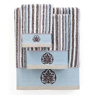 Bianca Bath Towels, Aquarelle Blue Embroidery 28 x 52 Bath Towel