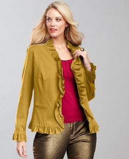 INC International Concepts Plus Size Jacket, Ruffle Trim Ponte Knit