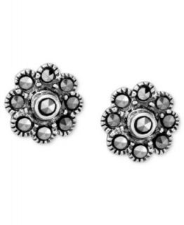 Genevieve & Grace Sterling Silver Earrings, Marcasite Flower Stud