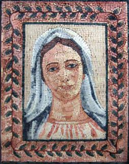 Virgin Mary Marble Mosaic Art Tile Stone Mural