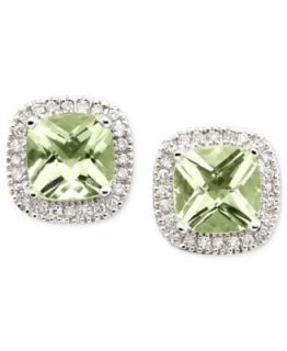 14k White Gold Earrings, Green Quartz (2 1/5 ct. t.w.) and Diamond (1
