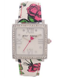 Betsey Johnson Watch, Womens Printed Rose Leather Strap 25mm BJ00041