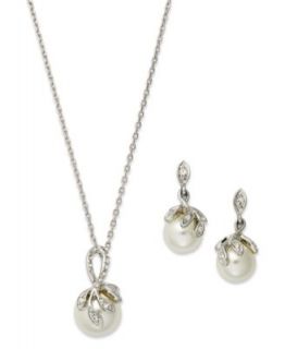 Charter Club Necklace and Earring Set, Silver Tone Glass Crystal Drop