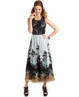 Material Girl Juniors Dress, Sleeveless Faux Leather Printed Maxi
