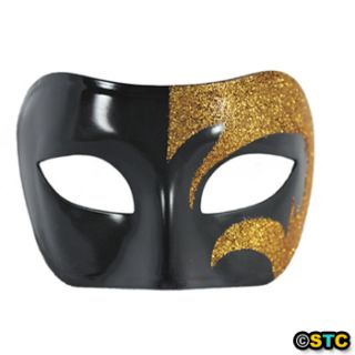 Mystic Gold Glitter Black Venetian Masquerade Mask Mardi Gras Wedding