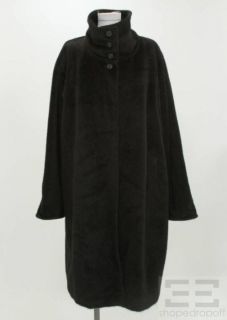 Max Mara Black Angora Wool Button Front Coat Size US 10