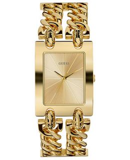 GUESS Watch, Womens Gold Tone Double Link Bracelet 37x29mm U12648L1