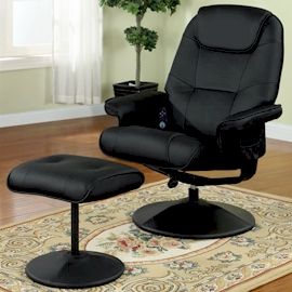 2PC Vibrating Swivel Shiatsu Motor Massage Recliner Chair With Ottoman