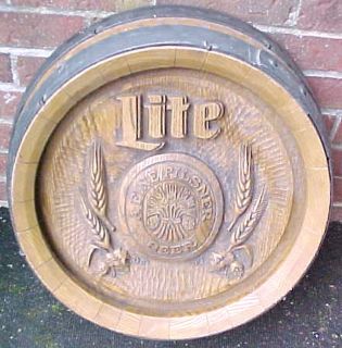 Vintage Miller Lite A Fine Pilsner Beer Keg Barrel Bar Tavern Sign