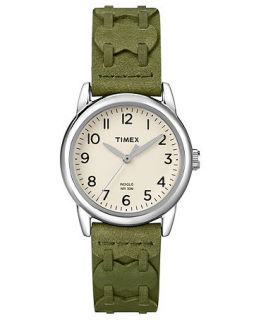 Timex Watch, Womens Olive Laced Leather Strap 30mm T2N903UM   All
