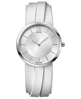 ck Calvin Klein Watch, Womens Swiss Extent Medium White Leather Strap