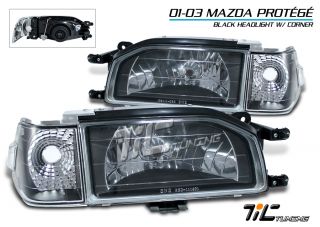 1988 1989 Mazda 323 2 4 Dr Black Head Lights Clear Lense Corner Lamp
