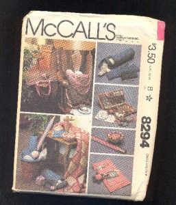 McCalls Pattern Knitting Crochet Bag Basket Liner Flower Pin Cushion
