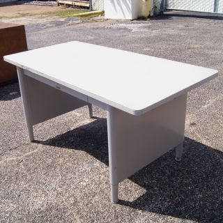 McDowell Craig Mid Century Modern Steel Panel Leg Table Desk