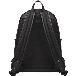 MCM Backpack Night Train Black Logo Jacquard Black Bookbag 12ss New