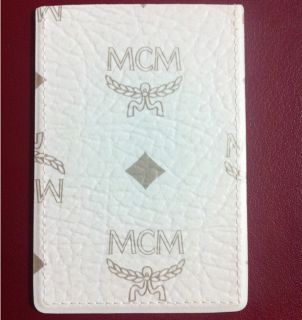 MCM Credit Card Case Holder White Visetos Leather Wallet Purse New