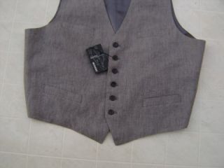 Murano 100% European Linen XL Mens Vest Dress Shirt Suit Coat Gray